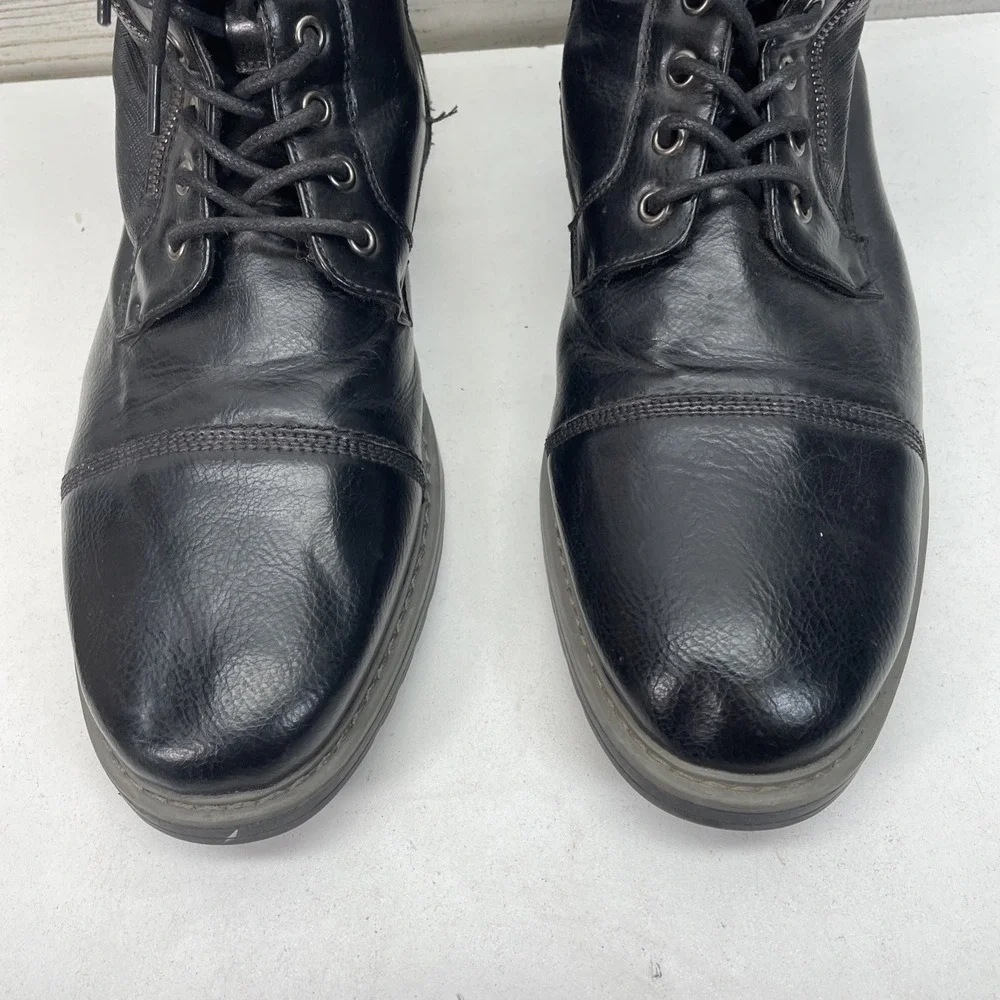 Philly-10 Mens Black Cap Toe Side Zip Combat Boots Size 12 UK 11 EUR 46